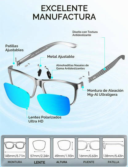 ATTCL Gafas de sol polarizadas para hombre Al-Mg Metal ultraligeras...