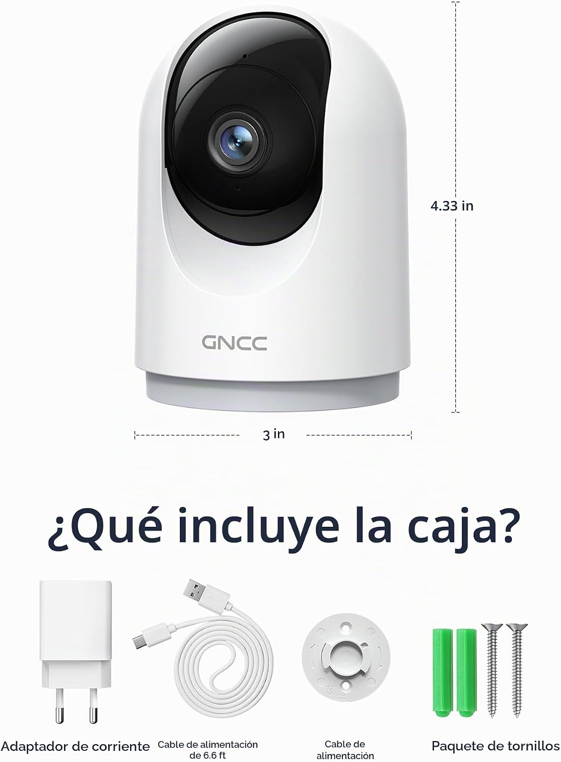 Cámara de seguridad interior GNCC 2K, cámara para bebés/mascotas co...