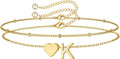 M MOOHAM Pulseras de oro con inicial de corazón para mujer, pulsera...