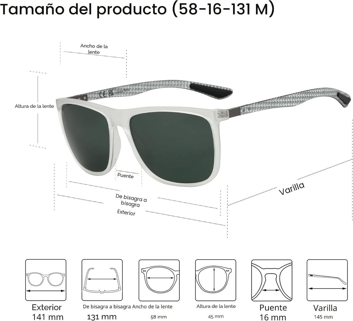 ZENOTTIC Gafas de sol polarizadas cuadradas para hombre, ultraliger...