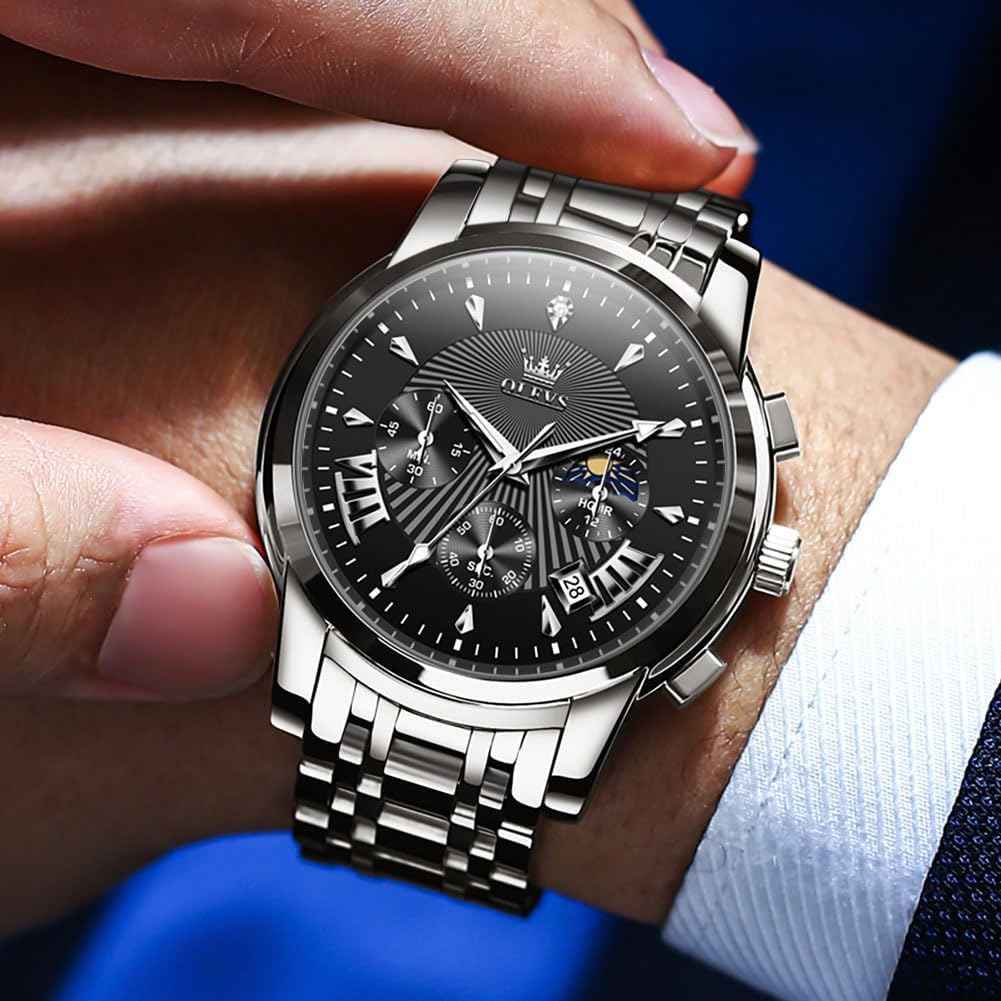 OLEVS Relojes para hombre Relojes de cronógrafo de fácil lectura lu...