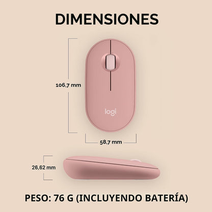 Ratón inalámbrico Bluetooth Logitech M350s Pebble 2 - Tonal Rose |...