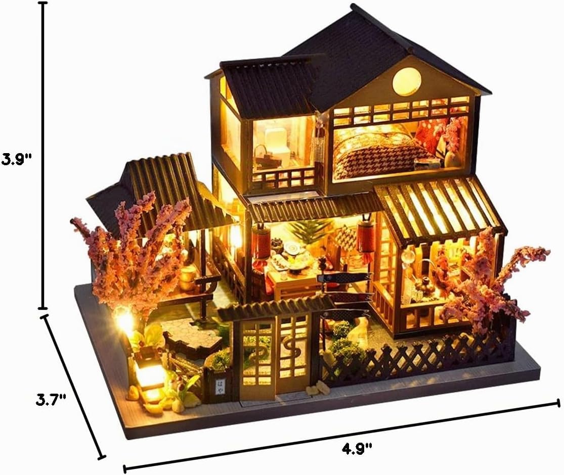 CUTEBEE Casa de muñecas en miniatura con muebles, kit de casa de mu...