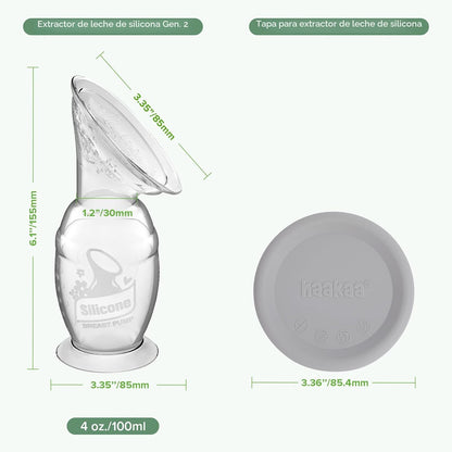 Haakaa Extractor de Leche Manual con Base 4 Fl Oz\/100ml+Tapa | Suc...