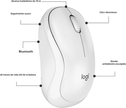 Logitech Ratón inalámbrico Bluetooth silencioso compacto M240 - Bla...