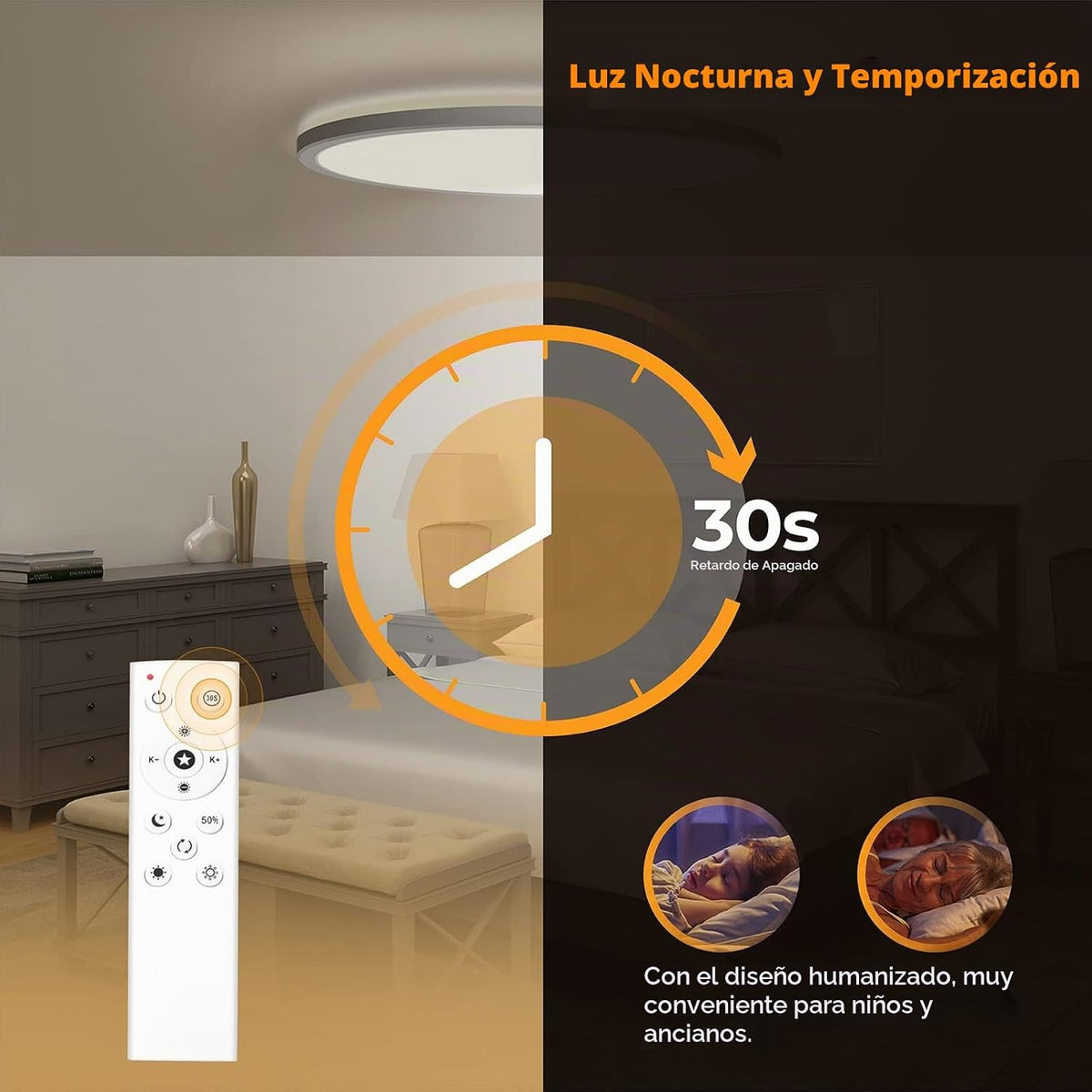 BLNAN Lámpara LED de techo empotrada con control remoto, 15.4 pulga...