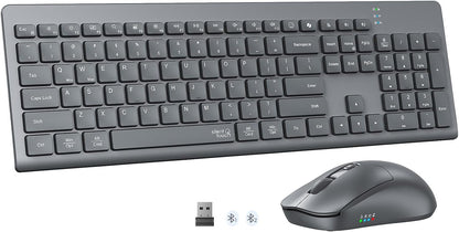 Teclado y mouse inalámbricos, juego silencioso de tamaño completo d...
