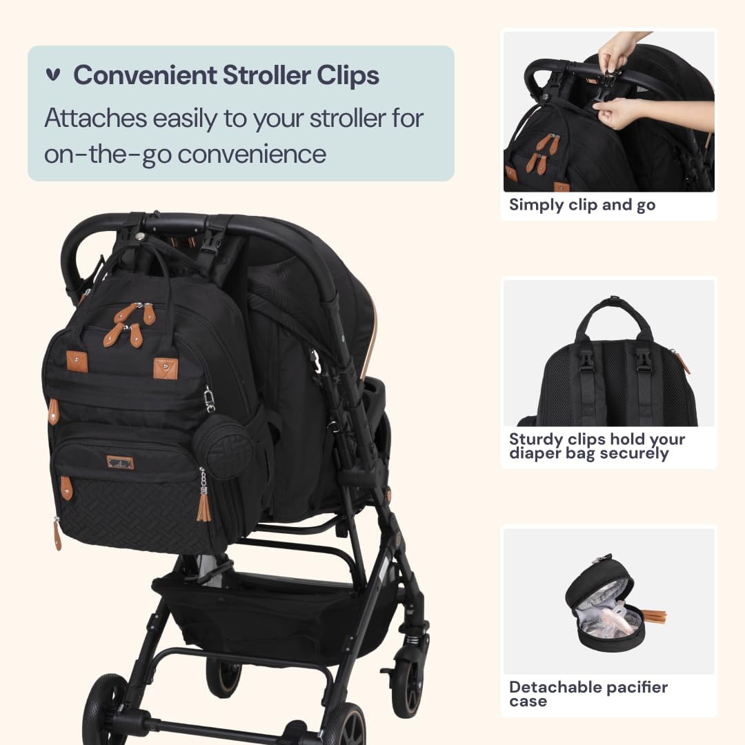 BabbleRoo Mochila para pañales extragrande, bolsa de bebé expandibl...