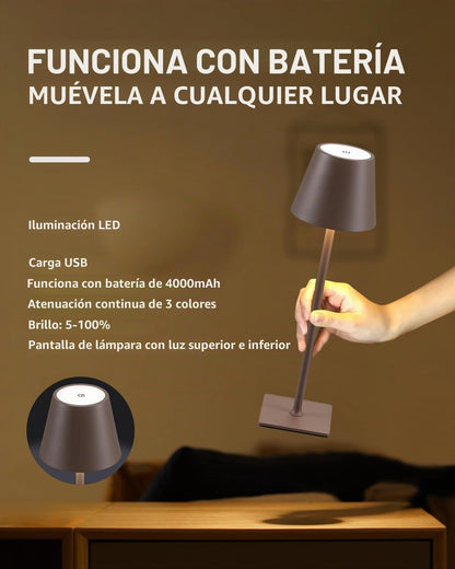 KDG Paquete de 2 lámparas de mesa inalámbricas marrones, lámparas d...