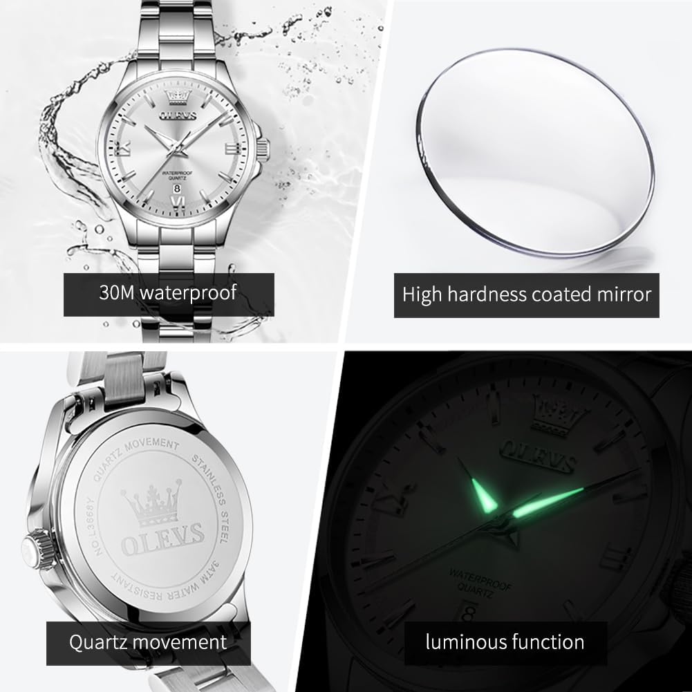 OLEVS Reloj Mujer Lujo Acero Inoxidable Pequeño Vestido de Muñeca I...