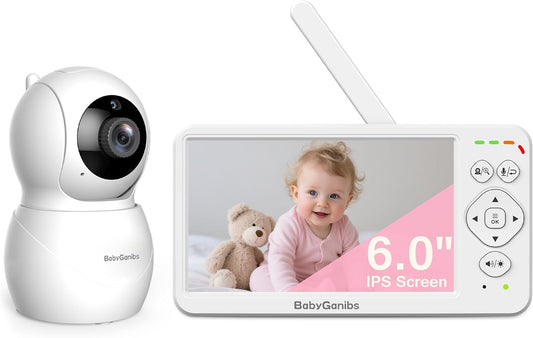 Baby Ganibs Monitor de bebé de pantalla grande de 6" con cámara...