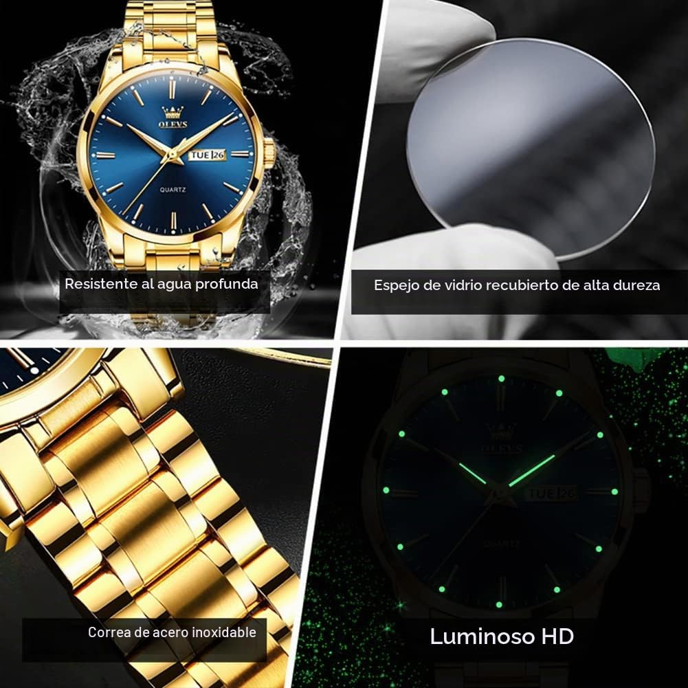 OLEVS Relojes para hombre Relojes de cronógrafo de fácil lectura lu...