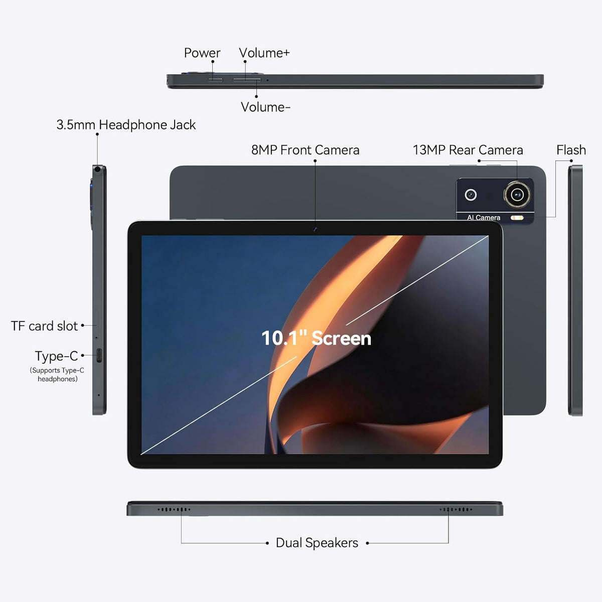 Tableta Android 16 mejorada 2026 con Gemini AI, tabletas de 10.1 pu...