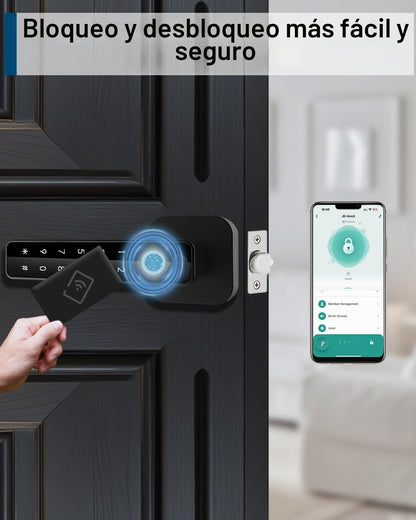 Buoan - Cerradura de puerta inteligente 5 en 1, perilla digital de...