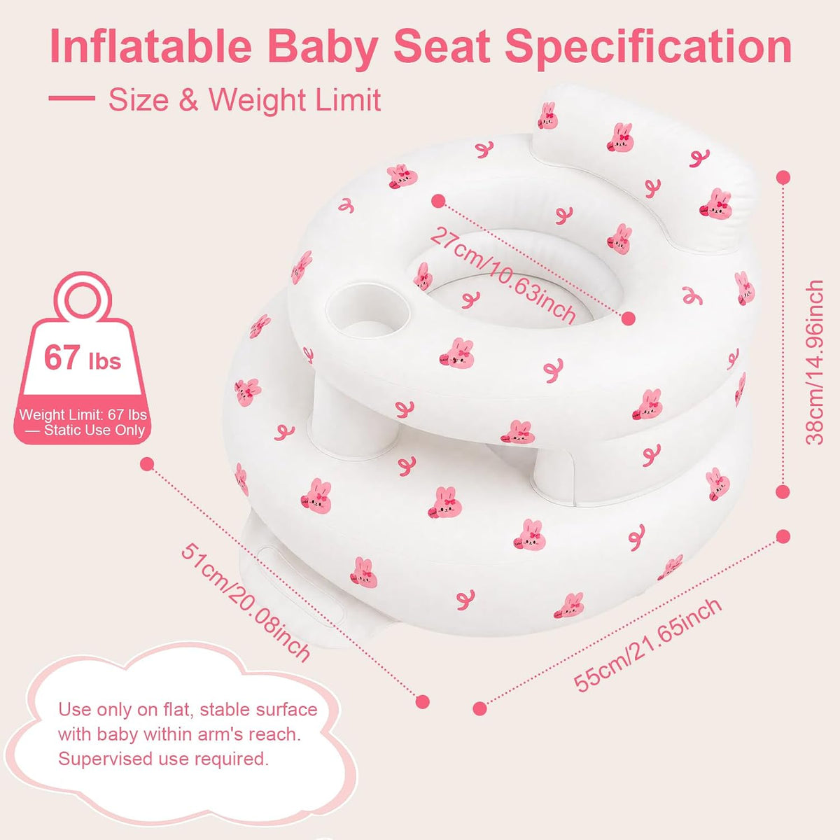 Asiento de bebé inflable con bomba incorporada y soporte de espalda...