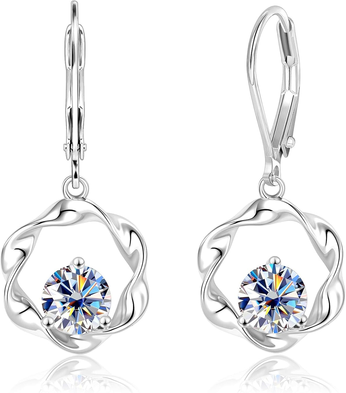 Aretes colgantes de moissanita de 2 quilates para mujer, aretes Mob...