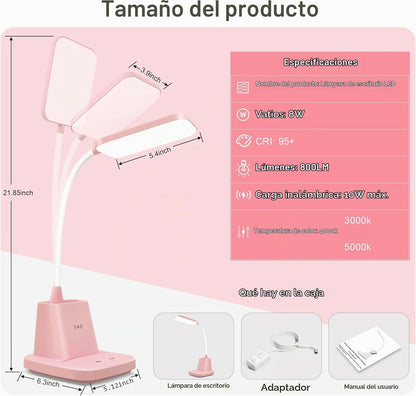 Sailstar - Lámpara de escritorio LED con carga inalámbrica de 10 W...