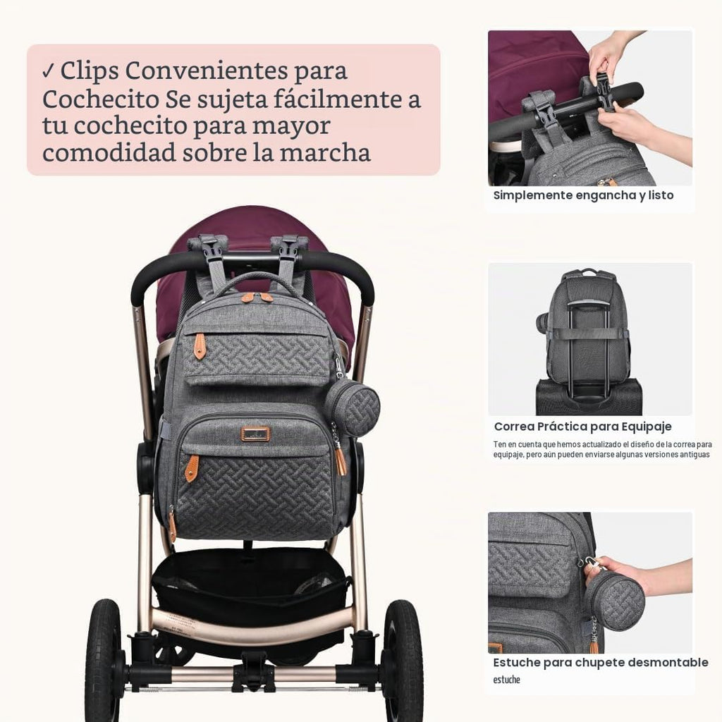 BabbleRoo Mochila de cuero para pañales - Baby Essentials Bolsa de...