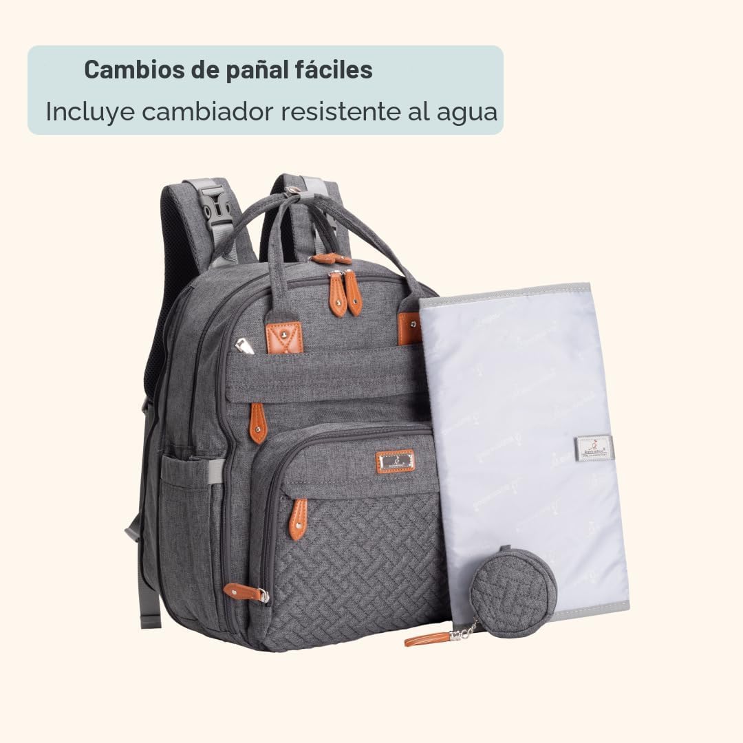 BabbleRoo Mochila para pañales extragrande, bolsa de bebé expandibl...