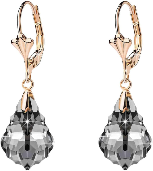 Aretes de cristal austriaco barroco con cierre de palanca para muje...