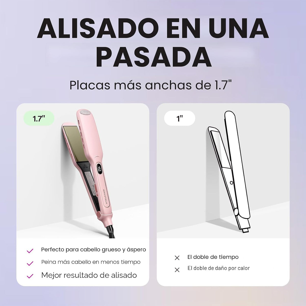Plancha para cabello húmedo a liso Wavytalk, plancha alisadora con...