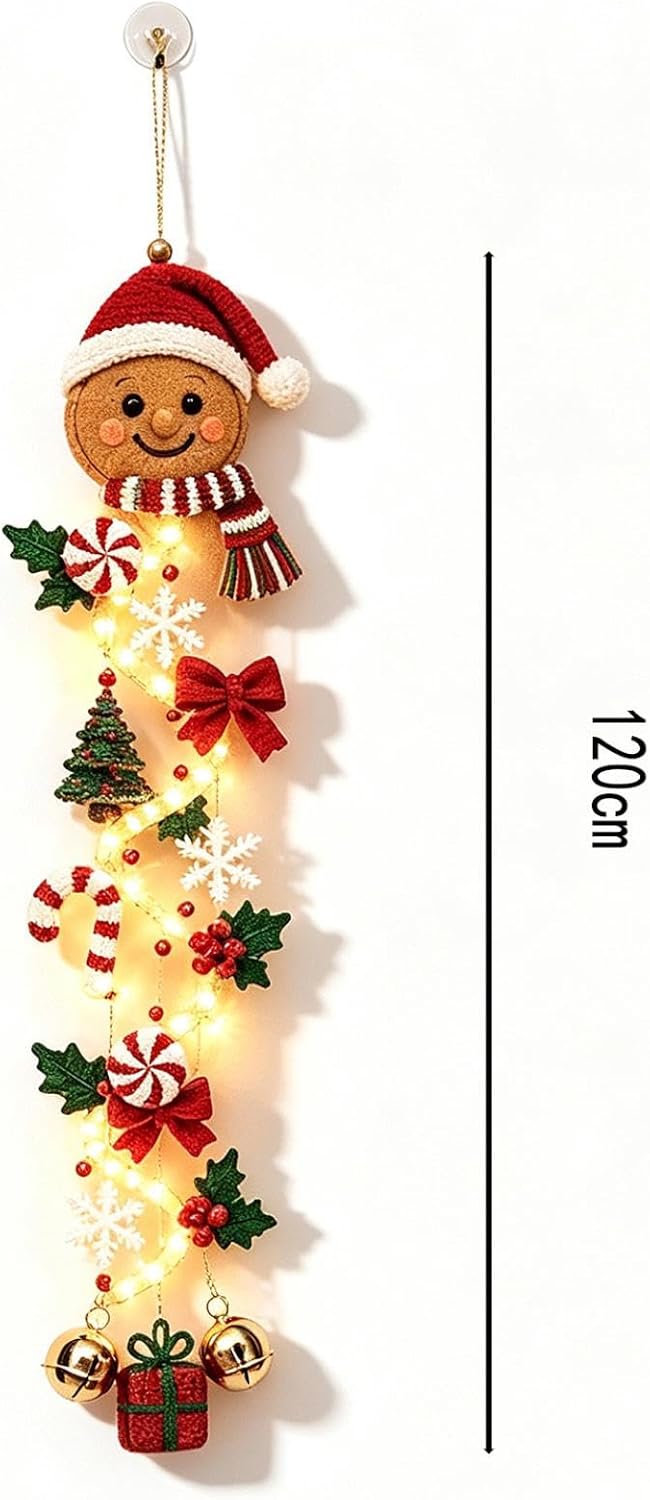 2 colgadores de puerta de Navidad iluminados con muñeco de nieve, l...