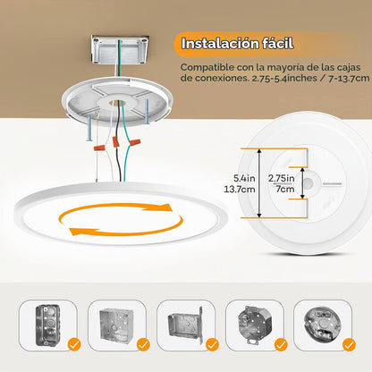 BLNAN Lámpara LED de techo empotrada con control remoto, 15.4 pulga...