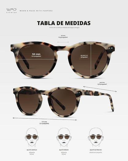 WearMe Pro Gafas de sol polarizadas redondas para mujer, protección...