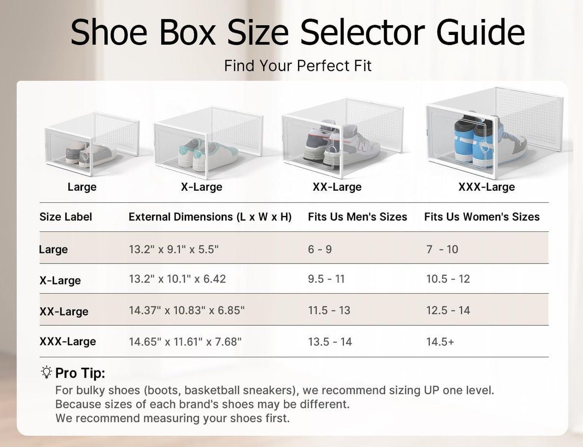 Kuject Cajas de almacenamiento de zapatos XXL, paquete de 12, organ...