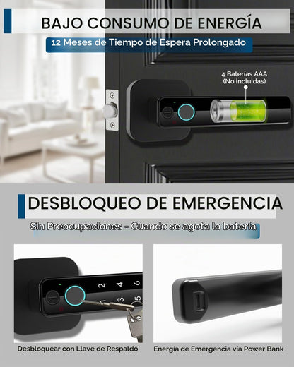 Buoan - Cerradura de puerta inteligente 5 en 1, perilla digital de...
