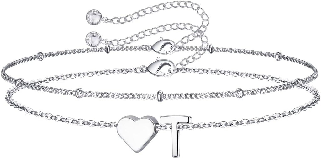 M MOOHAM Pulseras de oro con inicial de corazón para mujer, pulsera...