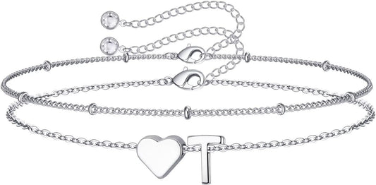 M MOOHAM Pulseras de oro con inicial de corazón para mujer, pulsera...