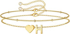 M MOOHAM Pulseras de oro con inicial de corazón para mujer, pulsera...