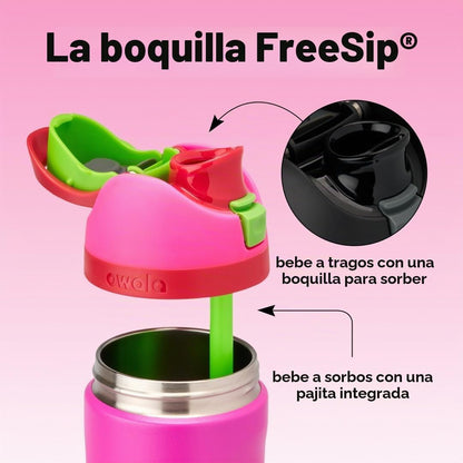 Owala FreeSip - Botella de agua de acero inoxidable para niños, 16...