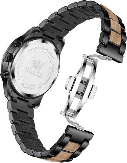 OLEVS Relojes de pulsera analógicos de cuarzo para hombre, cronógra...