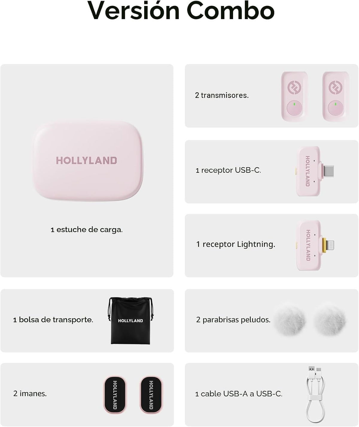 Hollyland Lark A1 Combo (2TX+2RX+estuche de carga) Micrófono magnét...