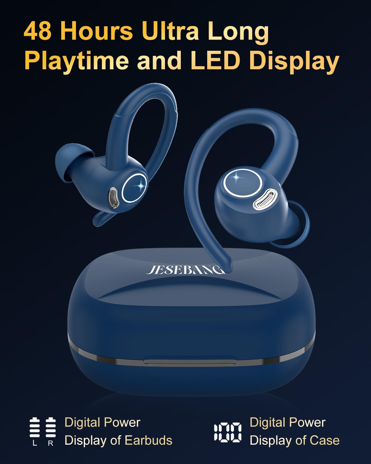 Auriculares inalámbricos, Bluetooth 5.4 Auriculares deportivos sobr...
