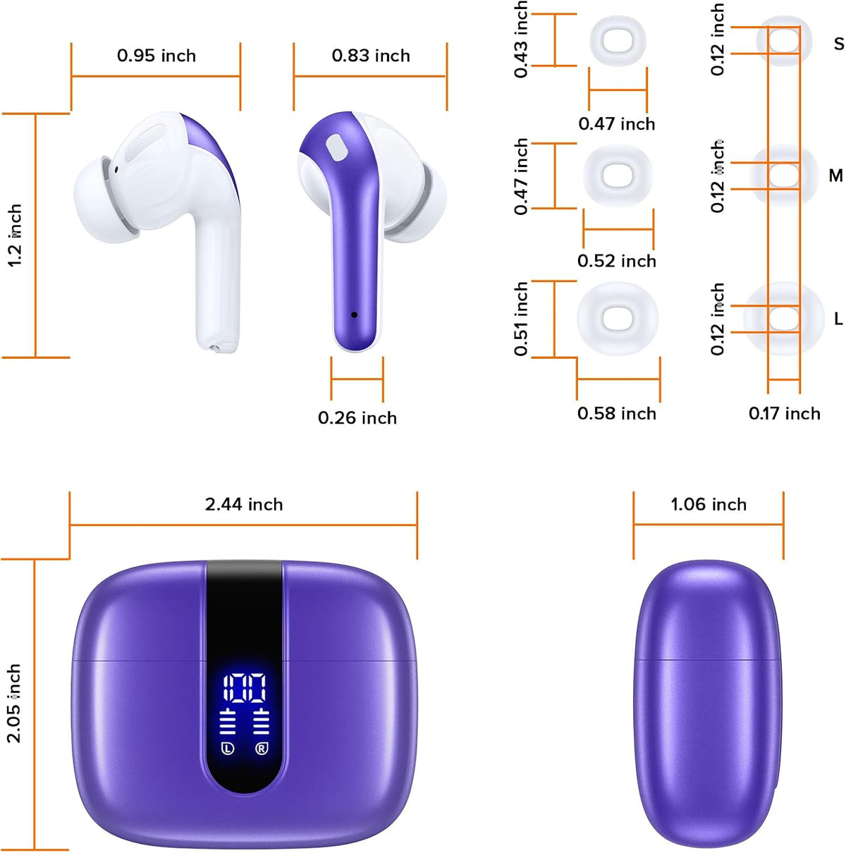 TAGRY Auriculares Bluetooth Verdaderamente Inalámbricos 60H Reprodu...