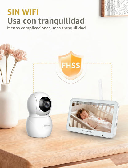 Baby Ganibs Monitor de bebé con cámara y audio sin WiF 6" IPS p...
