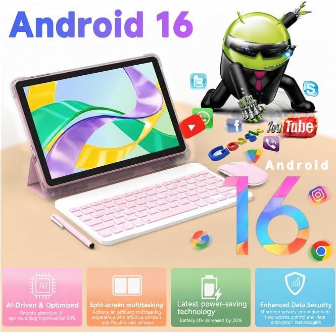 DIGITHINK Tablet PC de 128 GB 10 pulgadas Android 16.0, tabletas An...