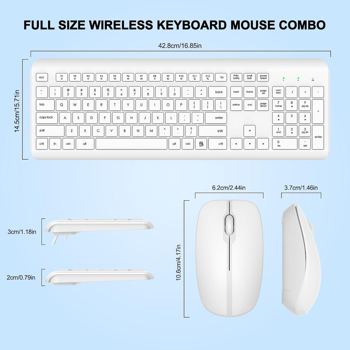 Combo de Teclado y Ratón Inalámbricos, Teclado y Ratón Ergonómicos...