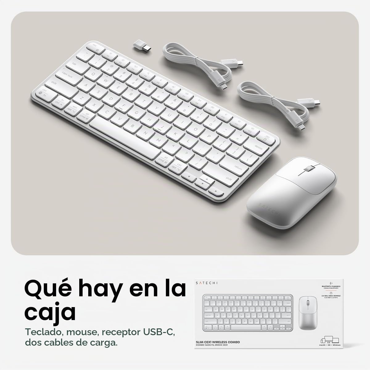 Satechi Slim CEX1 - Combo de teclado y mouse inalámbricos, Bluetoot...