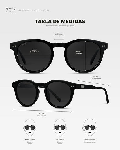 WearMe Pro Gafas de sol polarizadas redondas para mujer, protección...