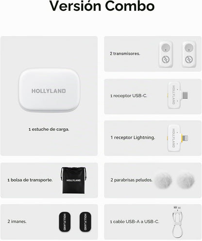 Micrófono inalámbrico Hollyland Lark A1 Mini para iPhone y Android,...
