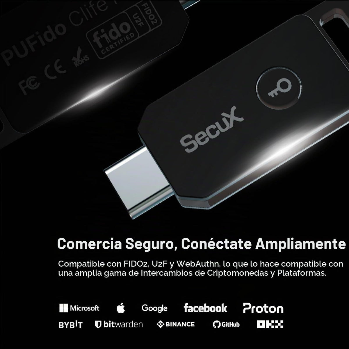 Llave de seguridad SecuX PUFido USB-C con tecnología PUF, certifica...