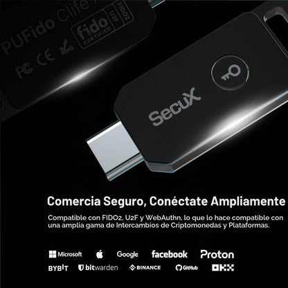 Llave de seguridad SecuX PUFido USB-C con tecnología PUF, certifica...