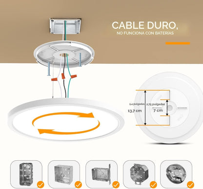 BLNAN Lámpara de techo LED regulable con control remoto, 12 pulgada...