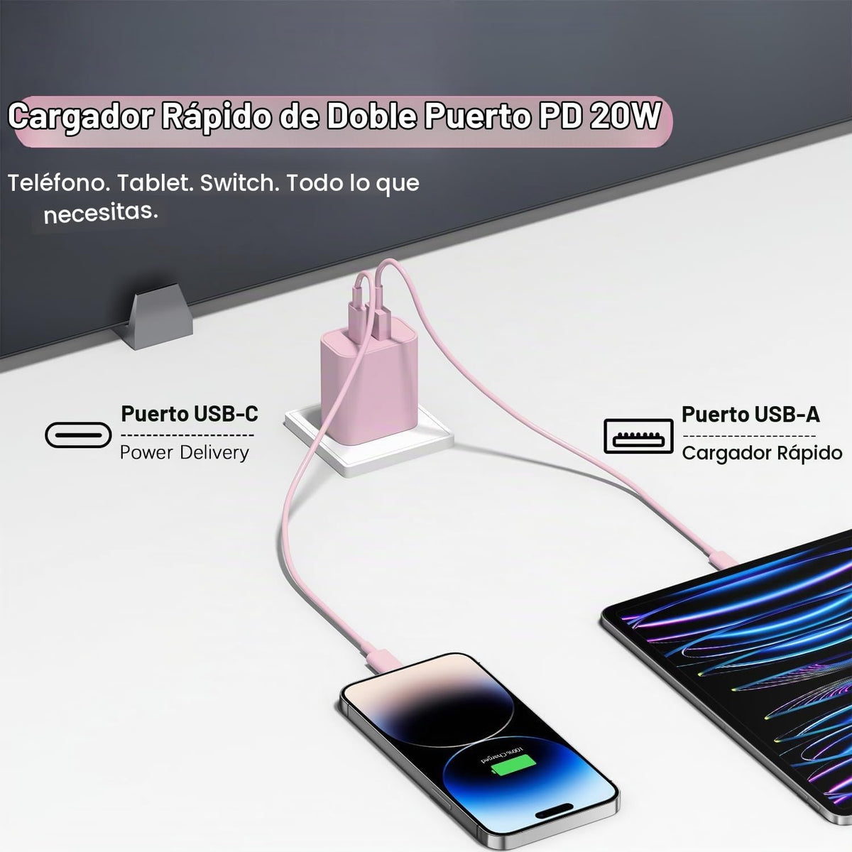 Bloque de carga USB C, bloque de cargador para iPhone 16\/15 [paque...