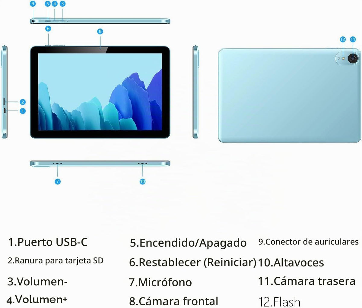 ECOPAD Tableta de 10.1 Pulgadas, Tabletas Android 15 12GB(4+8) RAM...