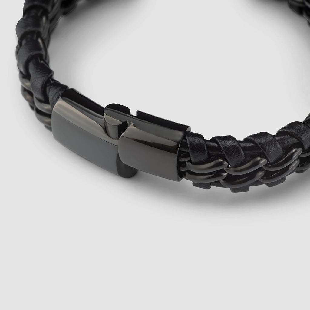 SERASAR | Pulsera de cuero genuino de primera calidad [acero] para...